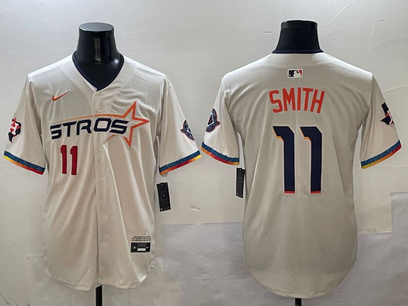 Men Houston Astros #11 Smith Cream Fourth generation Joint Name 2025 Nike MLB Jersey style 4153